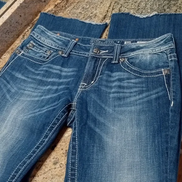 Miss Me Women's Blue Boot Cut Jeans with Raw Hem Size 29 - Picture 9 of 16